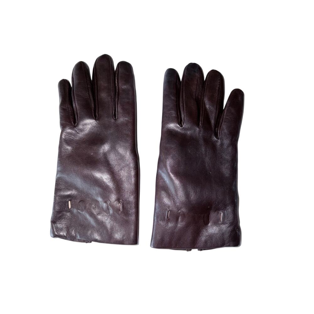 Brown Italian leather women’s gloves size 8 lined made in Italy
